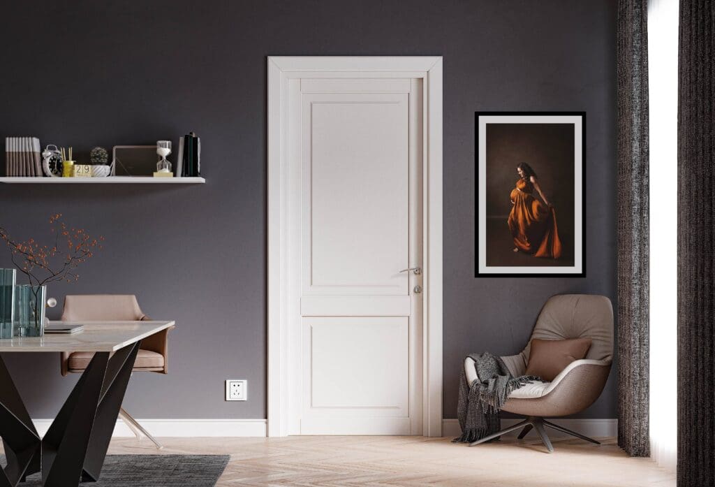 Framed fine art maternity portrait displayed as custom wall art in a modern home, showcasing heirloom artwork from a Nashville maternity photography session.